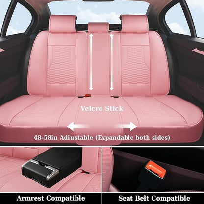 Coverado Front Car Seat Covers, Premium Nappa Leather Waterproof Front Seat Protectors, Universal Automotive Seat Covers Compatible with Most Vehicles (Pink)