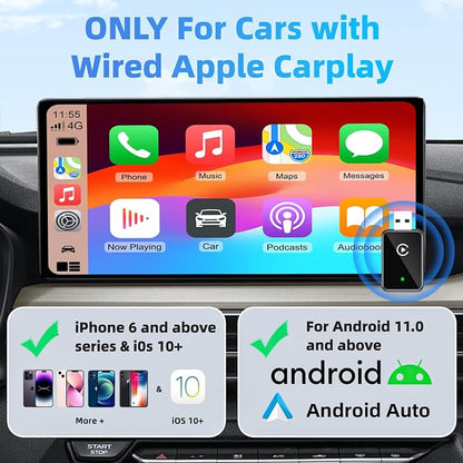 Wireless Carplay Adapter for iPhone - CarPlay Wireless Adapter, Wireless Control Plug & Play Carplay for Cars from 2016 & for Apple iPhone iOS 10+ (B)