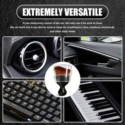 Car Detailing Brushes, Car Cleaning Brush, Auto Interior Soft Bristles Curved Cleaning Brush, Auto Detailing Dusting Tool Universal for Dashboard Air Conditioner Vent Computer (Black Brown)