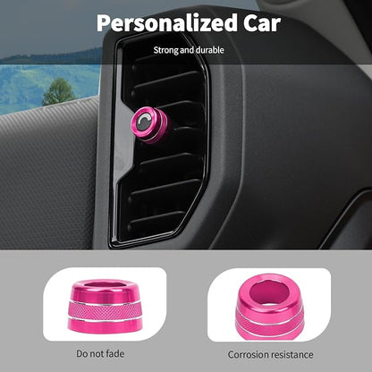 Linskip Aluminum Vent Knob Covers Compatible with Ford Bronco Sport 2021-2024, Dash Air Vent Knob Trim Kit for Bronco Sport Interior Accessories(Pink)