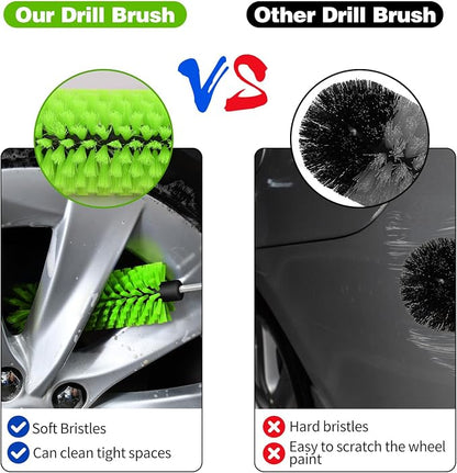 Drill Brush for Car Wheel and Bottle, Highly Dense and Durable Car Cleaning Brush for Wheels, Rims, Engines, Exhaust, Bottle