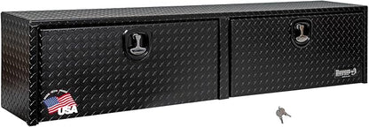 Buyers Products 1721551 Black Aluminum Diamond Tread Topsider Truck Box With Drop Door, 72 x 13 x 16 Inch, Made in The USA, Lockable Tool Chest, Durable Job Box For Storage & Organization