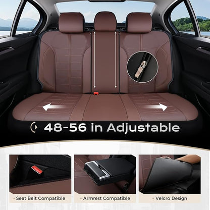 Coverado Full Set Leather Car Seat Covers, Crafted with Full Leather Construction and Carbon Fibre Weave Universal Fit for Most Cars SUV Trucks(Coffee