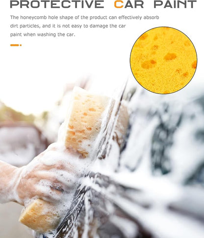 SCUARI 3PCS Car Wash Sponge,9.1 x 4.3 x 1.6 Inch Car Sponges for Washing,Car Accessories Large Sponges for Cleaning,Automotive Cleaning Supplies,Suitable for Most Cars,Boats,RVs,Motorbikes