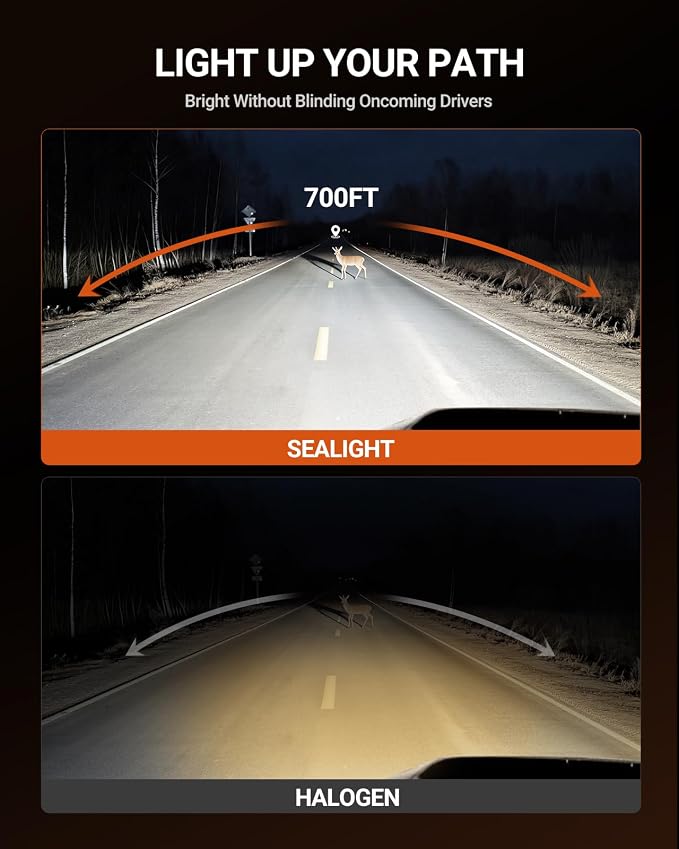 SEALIGHT H4 LED Bulbs, 96000LM Super Brighter, 6500K Cool White 9003 Driving Light Bulbs, 1:1 Size S6-Pro HB2 9003 Fog Light, IP68 With Cooling Fan, Plug and Play, Pack of 2