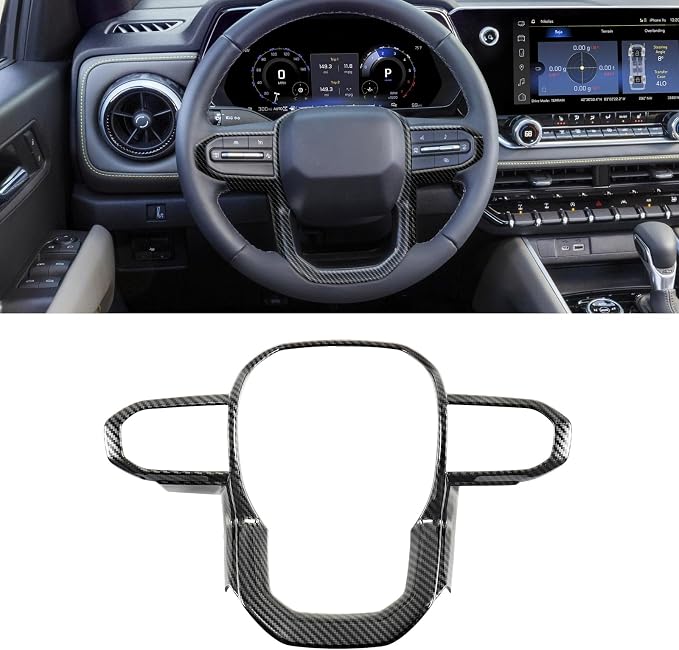 Interior Trim for Colorado Canyon 2023-2026 Carbon Fiber Gear Shift Panel with Steering Wheel Trim