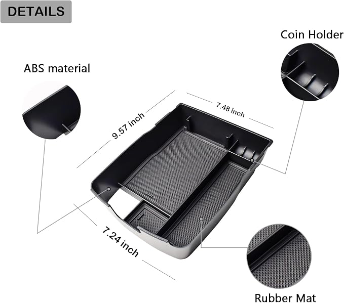 HGWEI Center Console Organizer Compatible with Kia Telluride 2020 2021 2022 2023 2024 2025 2026 Interior Accessories Insert Tray Coin Holder Armrest Secondary Storage Box, Black