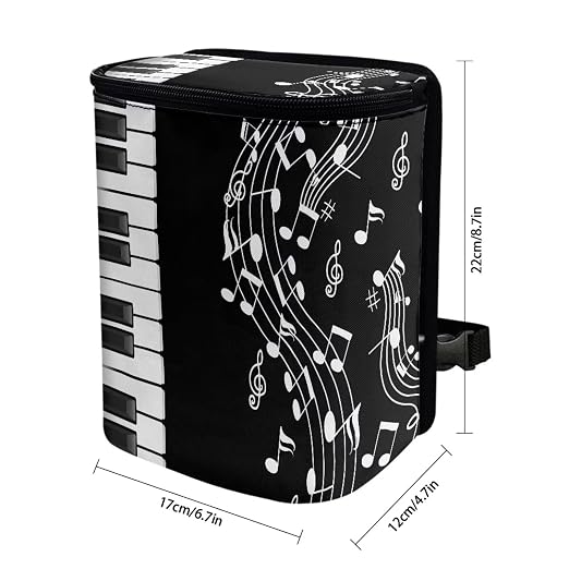Talayituse Music Note Piano Key Print Car Trash Can with Lid, Leak Proof Auto Trash Bag Hanging Vehicle Garbage Can Multipurpose Storage Container for Back Seat Road Trip