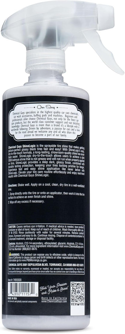 Chemical Guys ShineLogic Tire Shine, Deep Wet Black Shine, Safe for Cars, Trucks, Motorcycles, RVs & More, 20 fl oz