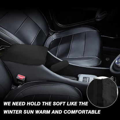 7PCS Set car Interior Aesthetic Accessories, Fluffy 15 inch Steering Wheel Cover, armrest pad, seat Belt Cover,Gear Shift Cover, Fit Girly car Accessories for Women.