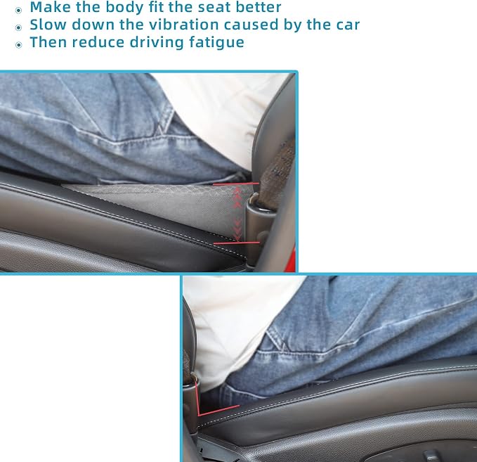 Car Seat Cushion for Driving - Comfort Memory Foam for Car Driver Seat- Back Support & Pain Relief - Car Travel Accessories for Long Trips (Gray)