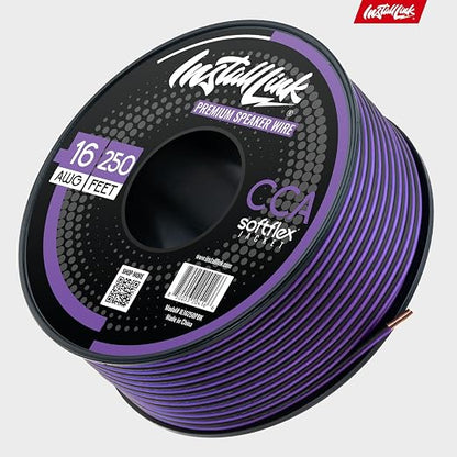 Install Link 16 AWG Gauge Speaker Wire Cable (250 Feet) Stereo, Car or Home Theater, CCA