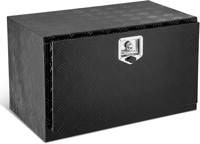 DNA MOTORING Truck Tool Box Lockable Storage Box, Truck Bed Tool Box Trailer Tongue Box Aluminum Truck Tool Box for Bed of Truck, with Lock & Keys, 30" W X 18" H X 17.3" D, Black,TBOX-T5-014-BK