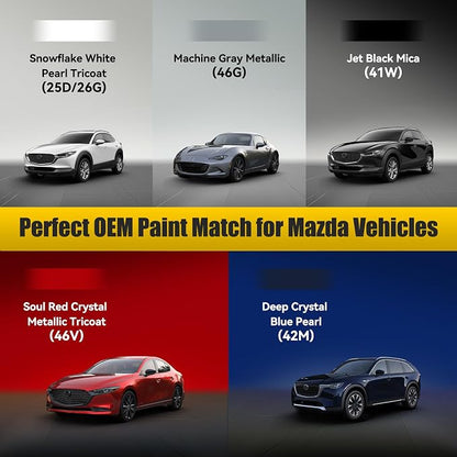 Soul Red Crystal Metallic Tricoat(46V) Touch Up Paint Compatible with Mazda, Exact Match Car Paint Pen Automotive Scratch Repair Remover Kit Quick & Easy Solution for Vehicle Chips and Nicks