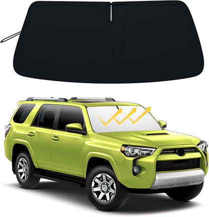 Windshield Sun Shade for Toyota 4Runner 2010-2024, Front Window Sun Visor, 310T Reflective Polyester, Blocks UV & Heat, Foldable with Storage Pouch, Car Interior Accessories