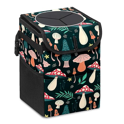 Car Trash Can – Multi-Purpose, Lightweight and Portable with Durable Water-Resistant Coating, No Installation Required, Practical and Ample Capacity, Variety of Colors.Mushroom