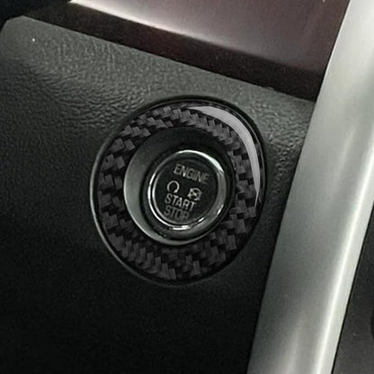 Premium Carbon Fiber Compatible with Ford Edge 2011-2014 2012 2013 SEL/Limited/SE/Sport Accessories Car Key Ignition Push Start Button Circle Cover Interior Trim Sticker Decal Black 1PC