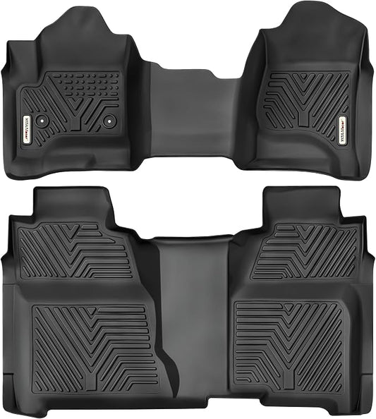 YITAMOTOR Floor Mats Compatible with 2014-2018 Silverado/Sierra 1500, 2015-2019 2500HD/3500HD Crew Cab, with 1st Row Bench Seat, All Weather TPE Custom Fit Silverado Floor Liners 1st & 2nd Row, Black