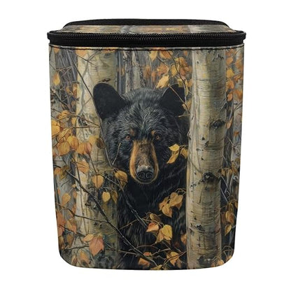 Talayituse Bear Hunting Camo Print Car Trash Can with Lid, Leak Proof Auto Trash Bag Hanging Vehicle Garbage Can Multipurpose Storage Container for Back Seat Road Trip