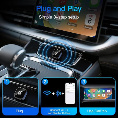 (2026 Upgraded) Wireless CarPlay Adapter for Apple iPhone＆Android, Small Size,Plug and Play,Fast and Stable Connection Wireless Adapter for CarPlay＆Android-No Latency to Screen(Black)
