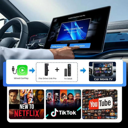Carlinkit Wireless CarPlay Adapter 3-in-1︱Designed for TV Sticks︱for Wired CarPlay Cars︱Support converting Wired CarPlay to Wireless CarPlay & Android Auto︱Support HDMI Port Fir e TV Sticks inputting