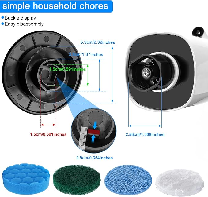 Electric Spin Scrubber Replacement Brush Heads Set, 8 Pieces, Multiple Brushes for Bathroom,Kitchen,Glass, Leather, Car Cleaning
