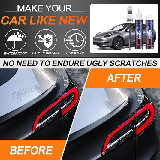 (Midnight Silver Metallic PMNG) Car Touch up Paint Compatible with Tesla Model Y/3/X/S, Premium Car Scratch Remover for Deep Scratches, Car Paint Pen Scratch Repair Two-In-One Touch Up Paint