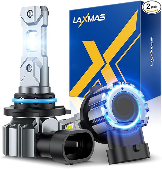 Laxmas 9005 Bulbs 28,000LM Brightness Fog Light, 6500K Wider Vision Cool White, Plug and Play, Pack of 2