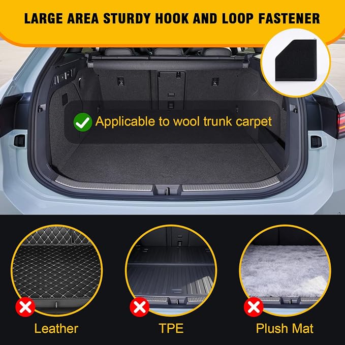 Rislobx 4PCS Car Trunk Organizer Blocks with Hook and Loop Fastener, Automotive Tidy Storage Organisation Accessories for Truck, SUV, Sedan, Available to Wool Carpet (Black)