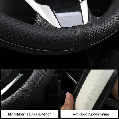West Llama Customized Auto Car Steering Wheel Cover for Chevy 14.5-15 inches, Steering Wheel Cover for Chevrolet(Black Line-Standard Size)