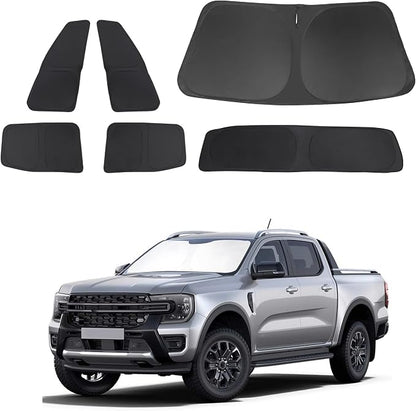 TINGLU Window Shades for Ford Ranger 2019-2024 Accessories Car Side Full Windows Rear Triangular Windshield Sun Shade Sun UV Rays & Privacy Protection for Camping 6PCS