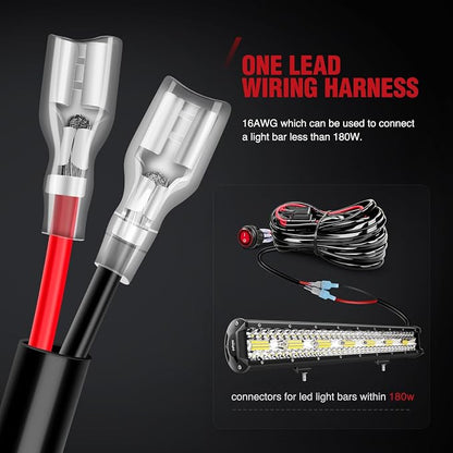 Nilight 20 Inch 420W LED Light Bar Yellow Triple Row Flood Spot Combo 42000LM Driving Boat Led Off Road Lights with 12V On/Off 5 16AWG Wiring Harness Kit, 2 Years Warranty