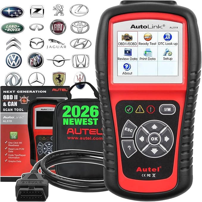 Autel AutoLink AL519 OBD2 Scanner, Professional Mechanic OBDII & CAN Car Diagnostic Scan Tool, Code Reader for Check Engine Light, One-Click Smog Check, DTCs Lookup, Upgraded Ver. of AL319/ MS309