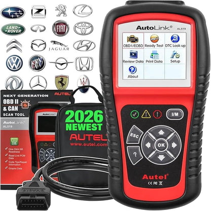 Autel AutoLink AL519 OBD2 Scanner, Professional Mechanic OBDII & CAN Car Diagnostic Scan Tool, Code Reader for Check Engine Light, One-Click Smog Check, DTCs Lookup, Upgraded Ver. of AL319/ MS309