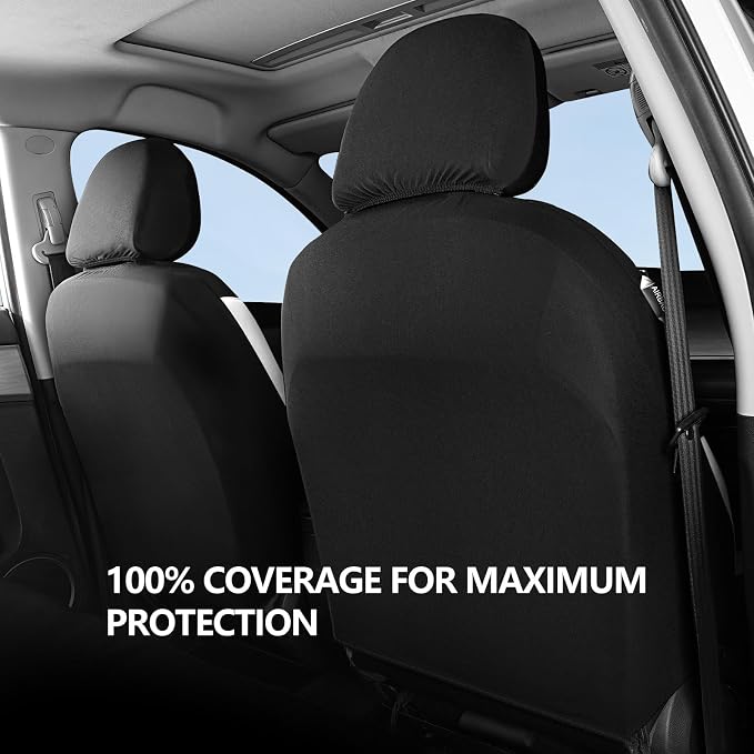 HChengkikz Car Seat Covers Front Seat, Waterproof Neoprene Car Seat Covers, Airbag Compatible, Universal Automotive Seat Covers for Most Cars, SUVs, Trucks (Black + White)