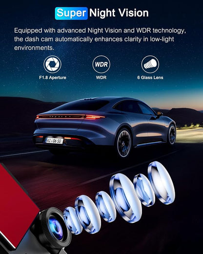 Dash Cam Front 4K Built-in 5GHz WiFi with CPL, Dash Camera for Cars with 64GB SD Card, App Control, 3.69" IPS Screen Dashcam with UHD 2160P, Night Vision, Loop Recording, Parking Mode, 170°Wide Angle