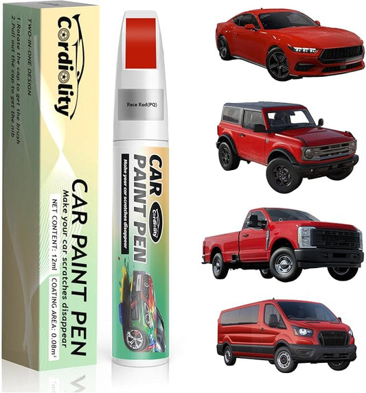 Car Touch Up Paint Race Red(PQ) for Ford, Color Accurate Car Scratch Repair Remover Pen Fix Auto Paint Chips and Nicks
