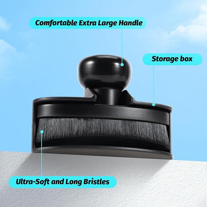 Yoseng Tire Shine Brush - Curved Brush Head & Large 3.8'' Tire Dressing Applicator with Storage Stand for Automotive Detailing, Car Enthusiasts, DIY Users (Vegan, Washable, Black)