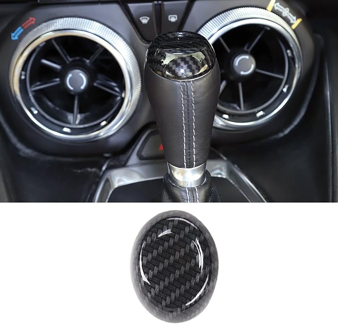 RT-TCZ Carbon Fiber Center Console Gear Shift Panel Trim Cover Cup Holder Frame Shift Knob Cover Sticker Interior Decoration Kit Accessories for 2017 2018 2019 2020 2021 2022 Chevrolet Camaro, 4 PCS