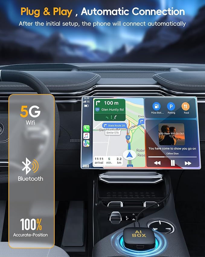 Opluz Wireless CarPlay and Android Auto Adapter 2 in1 Support Netflix/YouTube AI Box Lite for Factory Wired CarPlay Cars with U Disk/TF Card Magic Link CarPlay Ai Box Convert Wireless CarPlay Dongle