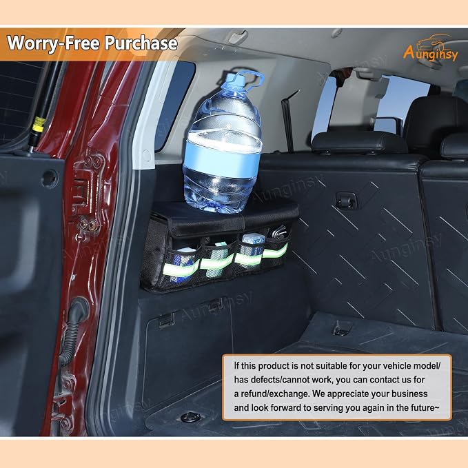 Aunginsy Car Trunk Organizer Compatible with Toyota FJ Cruiser 2007-2021+, Rear Left Side Trunk Storage Box Backseat Hanging Storage Bag Multi-Compartment Oxford Cloth With Lid Cover Accessories