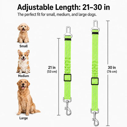 Dog Seat Belt 2Pcs, Retractable Pet Car Harness, Adjustable Dog SeatBelts for Vehicle, Nylon Pet Safety with Elastic Bungee