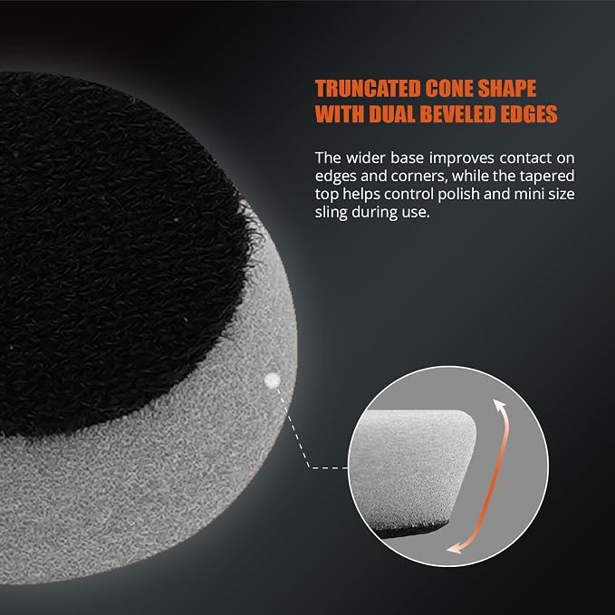 SPTA PRO Gray Mini Ultra-Fine Finishing Polishing Pads, 10Pcs 1.3inch/32mm Sponge Polishing Buffing Pads, Car Foam Detail Polishing Pad Kit for Car Detail Polishing, Small Area Polishing -FF103-10