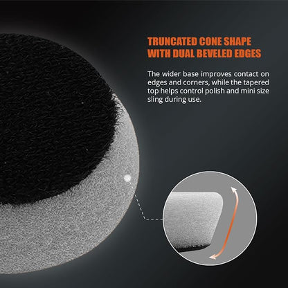 SPTA PRO Gray Mini Ultra-Fine Finishing Polishing Pads, 10Pcs 1.3inch/32mm Sponge Polishing Buffing Pads, Car Foam Detail Polishing Pad Kit for Car Detail Polishing, Small Area Polishing -FF103-10