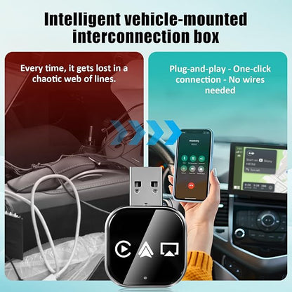 DOITOOL Wireless Car Adapter 3-in-1 Wireless Phone Connector for Car - Screen Mirroring - USB A to C Plug and Play Vehicle Accessories