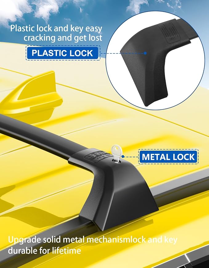 Wonderdriver Lockable Roof Rack Cross Bars 260lbs Fit for Toyota Highlander 2020-2026 XLE Limited Platinum Hybrid, Aluminum Crossbars Rooftop Luggage (Not for Grand Highlander)