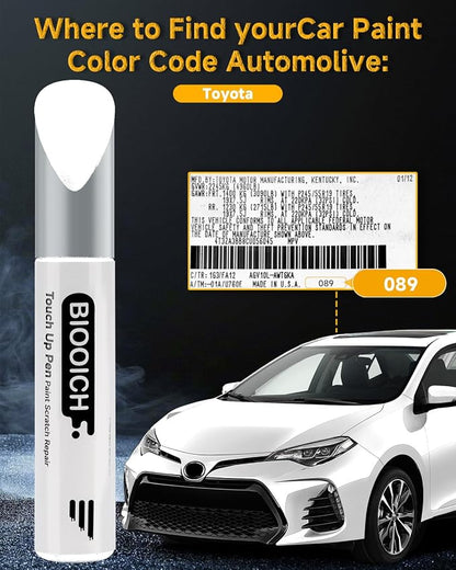 Touch Up Paint Pen Exact Color Match Car Chip and Scratch Repair (for Toyota, Wind Chill Pearl Tricoat(089))