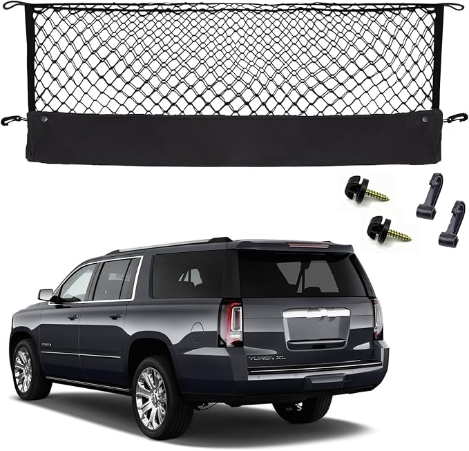 Envelope Style Cargo Net Compatible with Chevrolet Chevy Suburban, Cadillac Escalade GMC Yukon XL Denali SLE SLT AT4 2026 2025 2024 2023 2022 2021 2020-2015 Trunk Car Rear Tailgate Touring Netting
