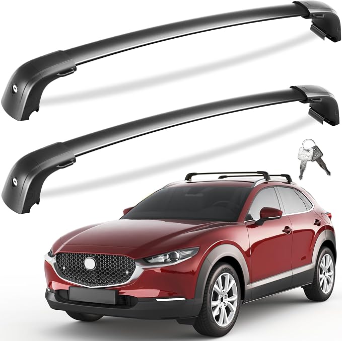 Tuyoung 300lbs Roof Rack Cross Bars Fit for Mazda CX30 CX-30 2020 2021 2022 2023 2024 2025 2026 with Flush Side Rails，Lockable Heavy Duty Anti-Theft Aluminum Roof Rails Crossbars Cargo Carrier Bag