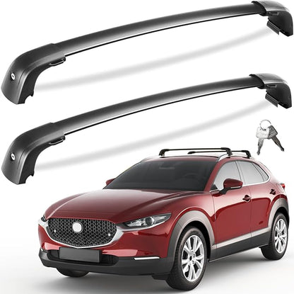 Tuyoung 300lbs Roof Rack Cross Bars Fit for Mazda CX30 CX-30 2020 2021 2022 2023 2024 2025 2026 with Flush Side Rails，Lockable Heavy Duty Anti-Theft Aluminum Roof Rails Crossbars Cargo Carrier Bag